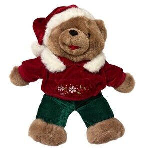 VTG 2004 Christmas Bear Snowflake Teddy Red Coat Plush Stuffed Bear Dan Dee